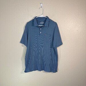 Vineyard Vines Polo Mens Large Edgartown Shirt Blue Striped Pima Cotton Logo